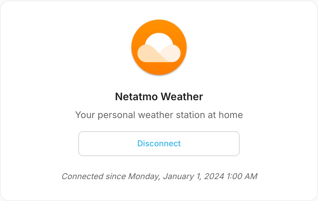 Netatmo Weather verbunden, mit der Schaltfläche Trennen